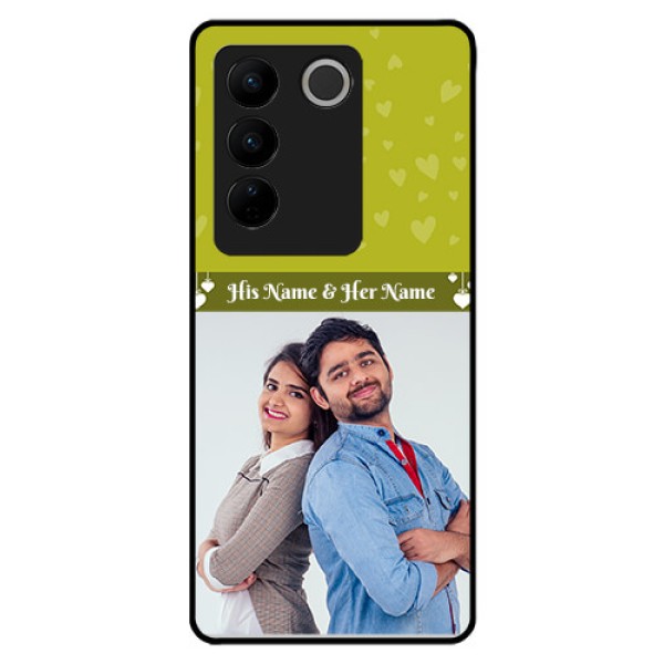 Vivo V27 Pro 5G Custom Glass Phone Case - You & Me Heart Design Vivo V27 Pro 5G Custom Glass Phone Case - You & Me Heart Design