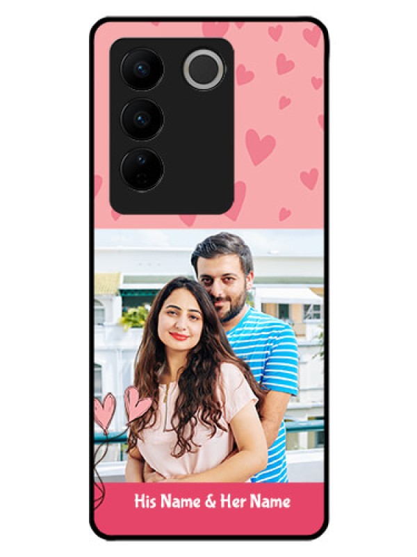 Custom Vivo V27 Pro 5G Personalized Glass Phone Case - Love Design Peach Color