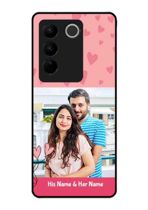 Vivo V27 Pro 5G Personalized Glass Phone Case - Love Design Peach Color