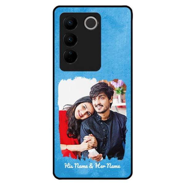 Vivo V27 Pro Custom Glass Phone Case - Blue Color Vintage Design