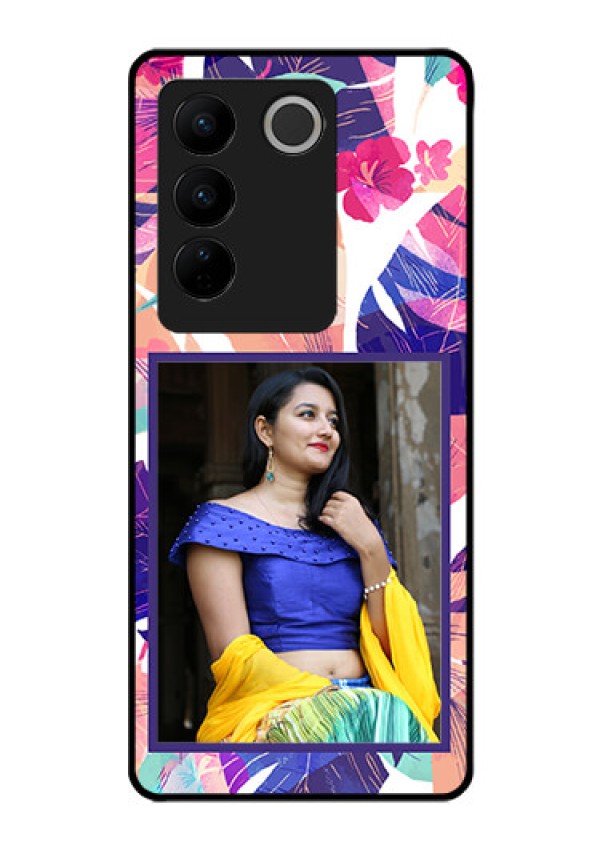 Vivo V27 Pro 5G Custom Glass Mobile Case - Abstract Floral Design