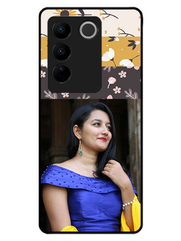 Custom Vivo V27 Pro 5G Custom Glass Phone Case - Stylish Floral Design