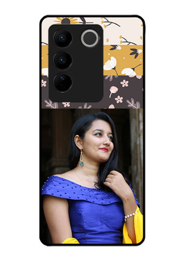 Vivo V27 Pro 5G Custom Glass Phone Case - Stylish Floral Design