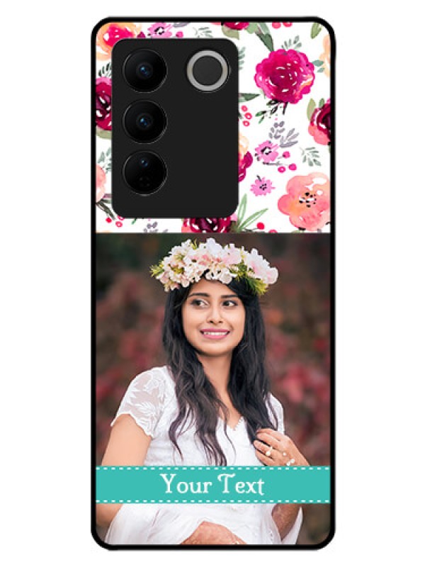 Custom Vivo V27 Pro 5G Custom Glass Phone Case - Watercolor Floral Design