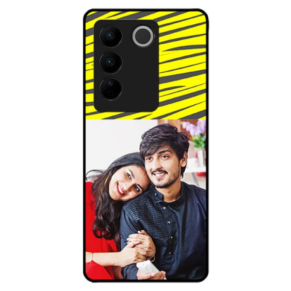 Vivo V27 Pro 5G Photo Printing on Glass Case - Yellow Abstract Design