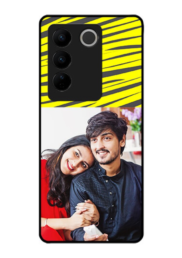 Vivo V27 Pro 5G Photo Printing on Glass Case - Yellow Abstract Design