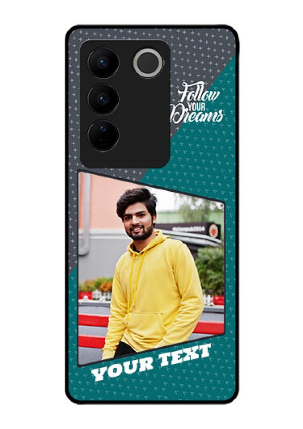 Vivo V27 Pro 5G Personalized Glass Phone Case - Background Pattern Design with Quote