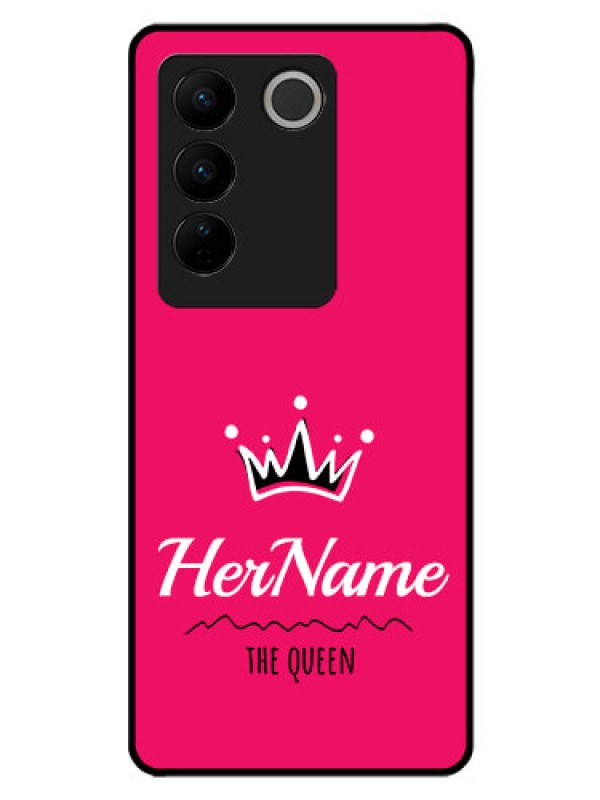 Custom Vivo V27 Pro 5G Glass Phone Case Queen with Name