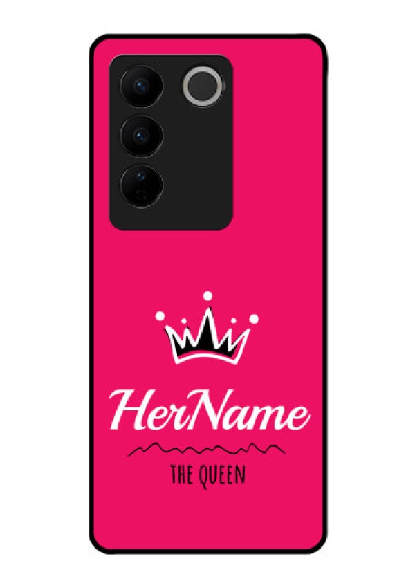 Vivo V27 Pro 5G Glass Phone Case Queen with Name
