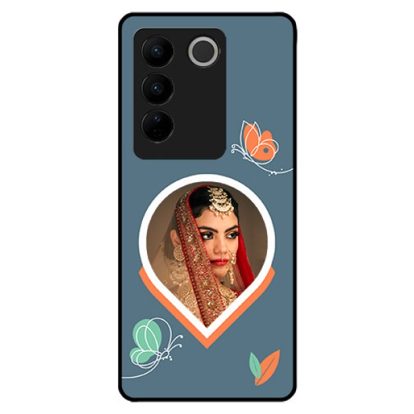 Vivo V27 Pro Custom Glass Mobile Case - Droplet Butterflies Design