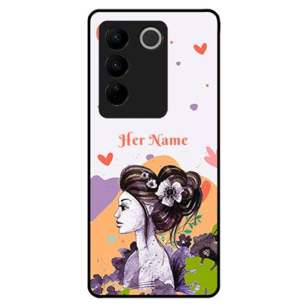 Vivo V27 Pro Personalized Glass Phone Case - Woman And Nature Design Vivo V27 Pro Personalized Glass Phone Case - Woman And Nature Design