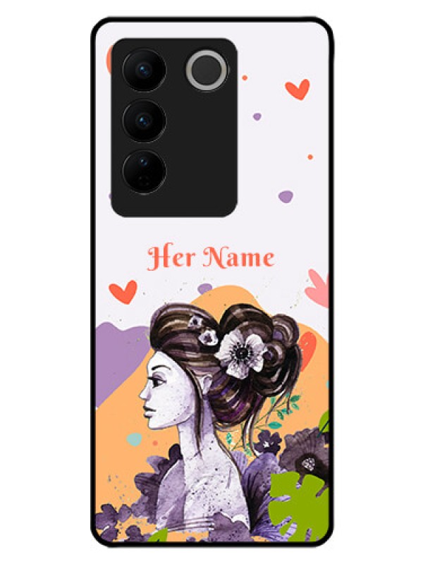 Custom Vivo V27 Pro Personalized Glass Phone Case - Woman And Nature Design