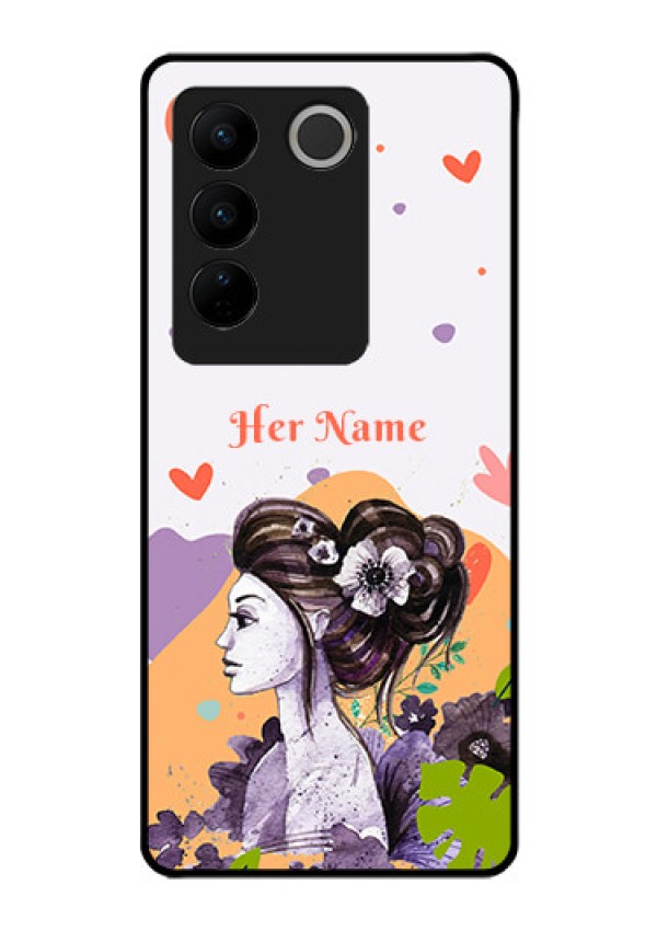 Vivo V27 Pro Personalized Glass Phone Case - Woman And Nature Design