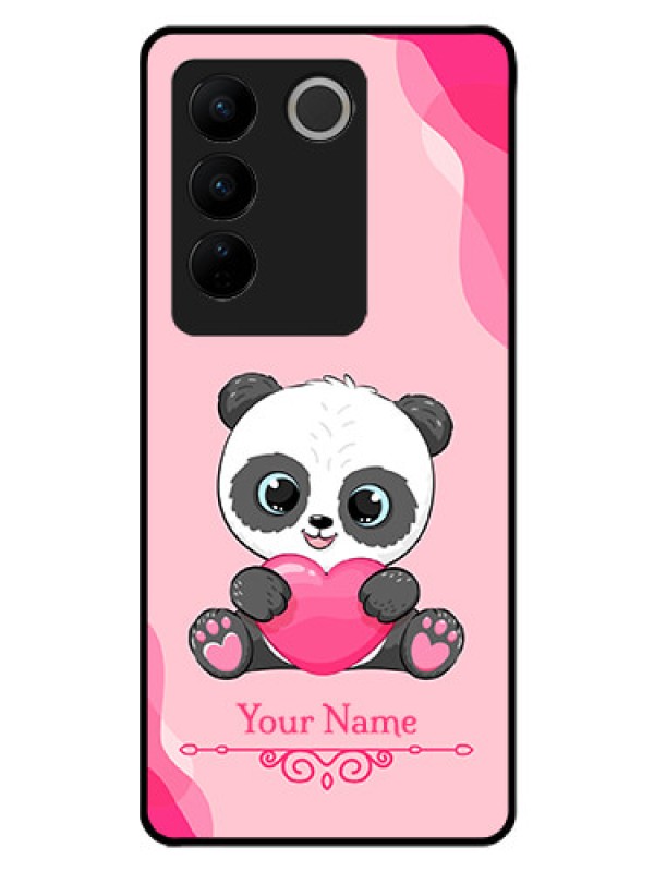 Custom Vivo V27 Pro Custom Glass Mobile Case - Cute Panda Design