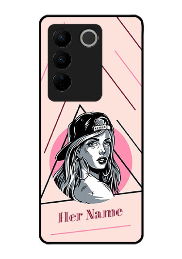 Vivo V27 Pro Personalized Glass Phone Case - Rockstar Girl Design