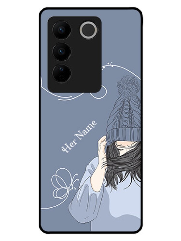 Custom Vivo V27 Pro Custom Glass Mobile Case - Girl in winter outfit Design