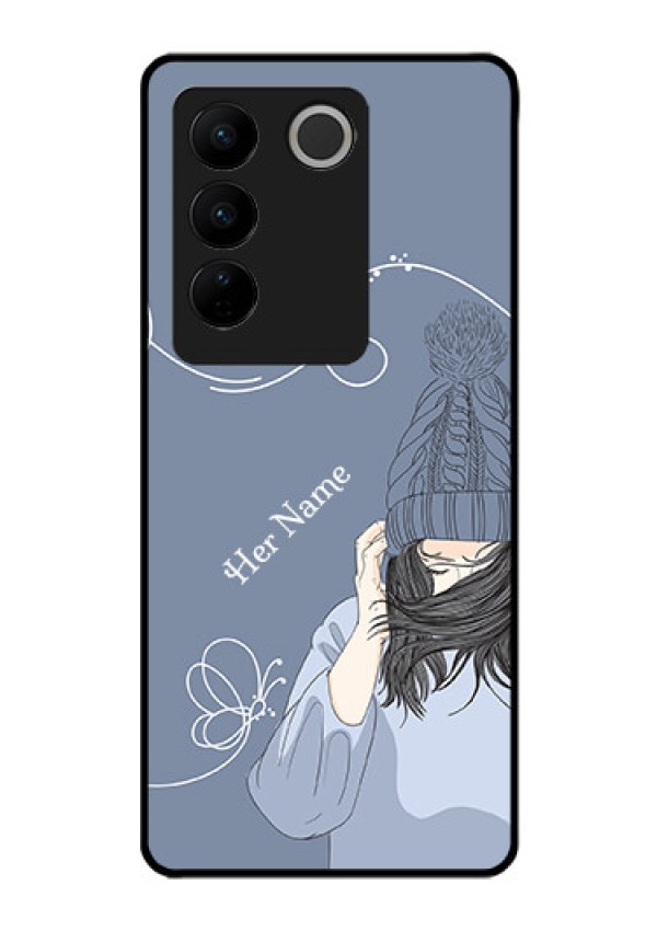 Vivo V27 Pro Custom Glass Mobile Case - Girl in winter outfit Design