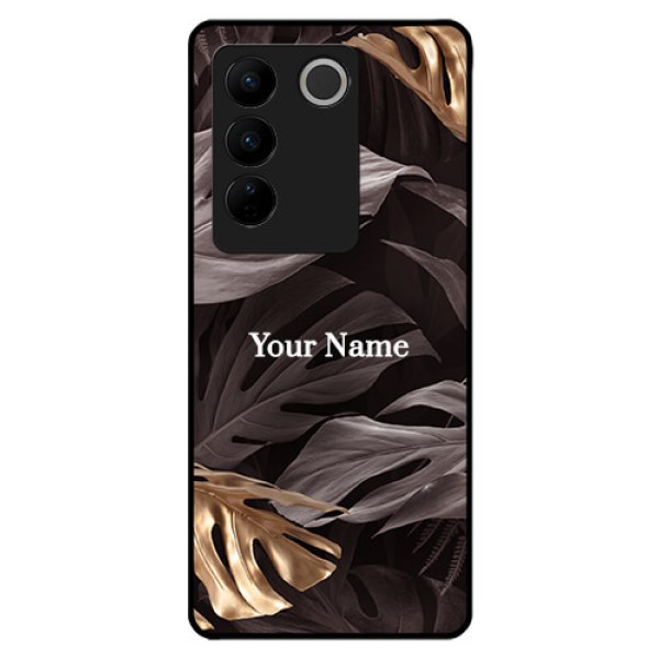 Vivo V27 Pro Personalised Glass Phone Case - Wild Leaves digital paint Design Vivo V27 Pro Personalised Glass Phone Case - Wild Leaves digital paint Design