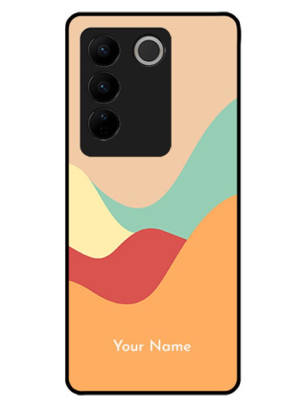 Custom Vivo V27 Pro Personalized Glass Phone Case - Ocean Waves Multi-colour Design