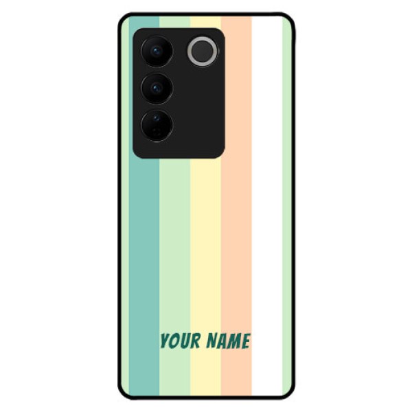 Vivo V27 Pro Photo Printing on Glass Case - Multi-colour Stripes Design Vivo V27 Pro Photo Printing on Glass Case - Multi-colour Stripes Design
