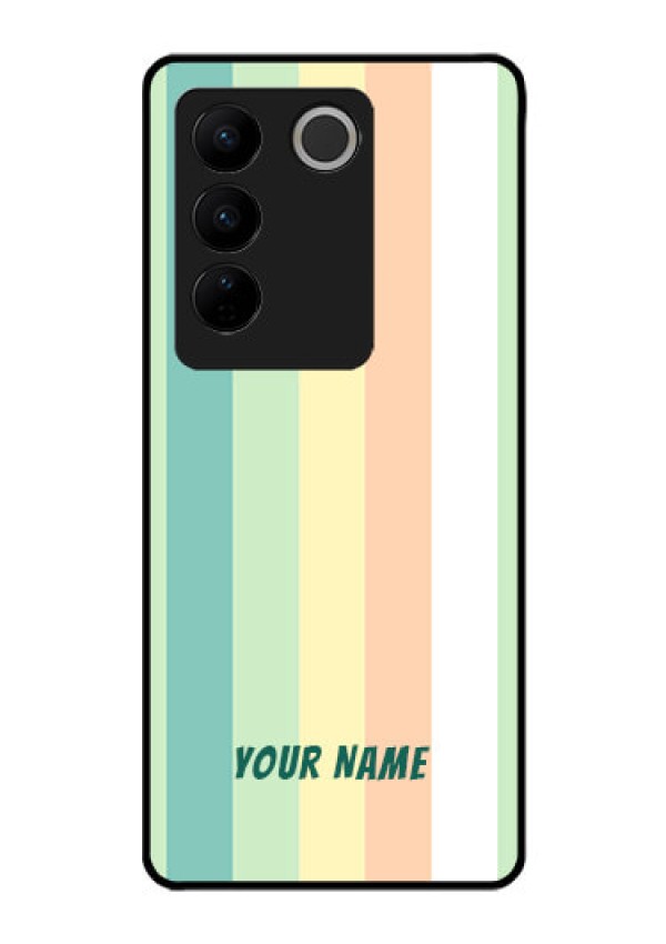 Vivo V27 Pro Photo Printing on Glass Case - Multi-colour Stripes Design