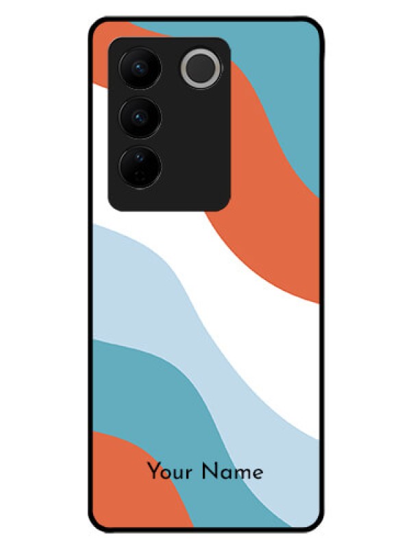 Custom Vivo V27 Pro Custom Glass Mobile Case - coloured Waves Design
