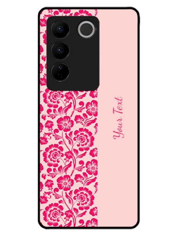 Custom Vivo V27 Pro Custom Glass Phone Case - Attractive Floral Pattern Design