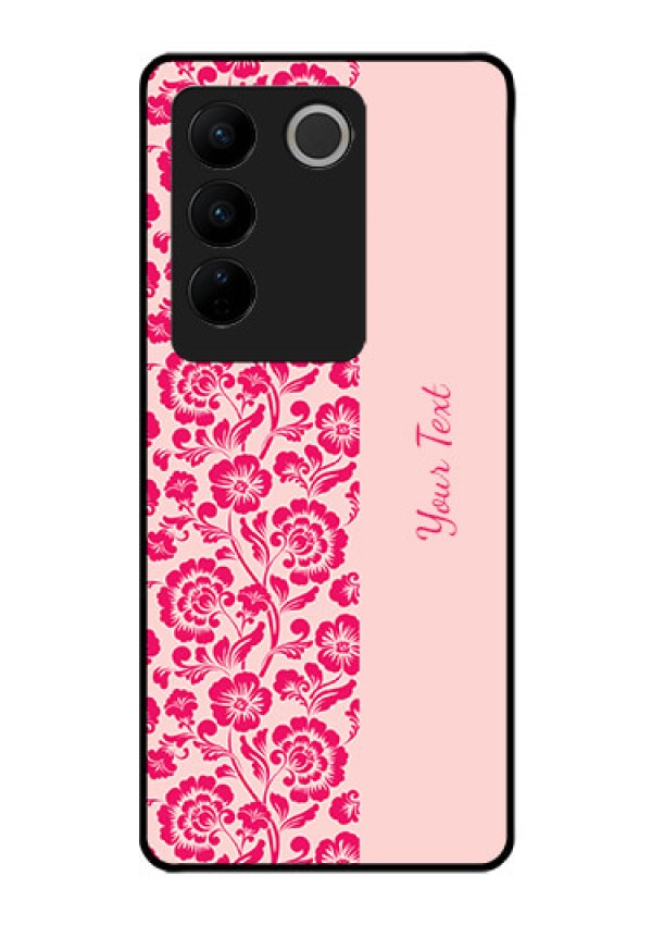 Vivo V27 Pro Custom Glass Phone Case - Attractive Floral Pattern Design