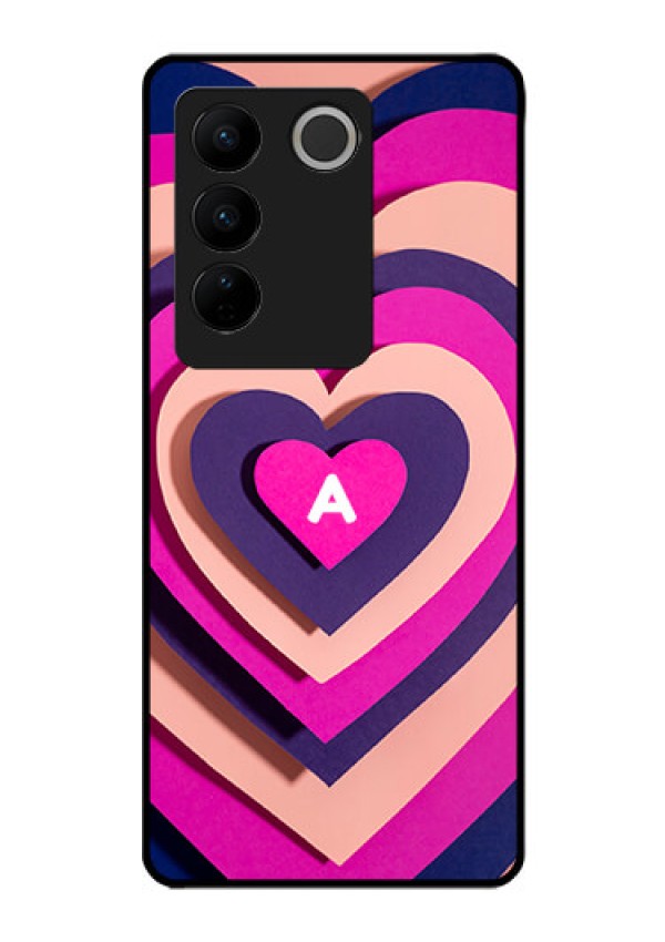 Vivo V27 Pro Custom Glass Mobile Case - Cute Heart Pattern Design
