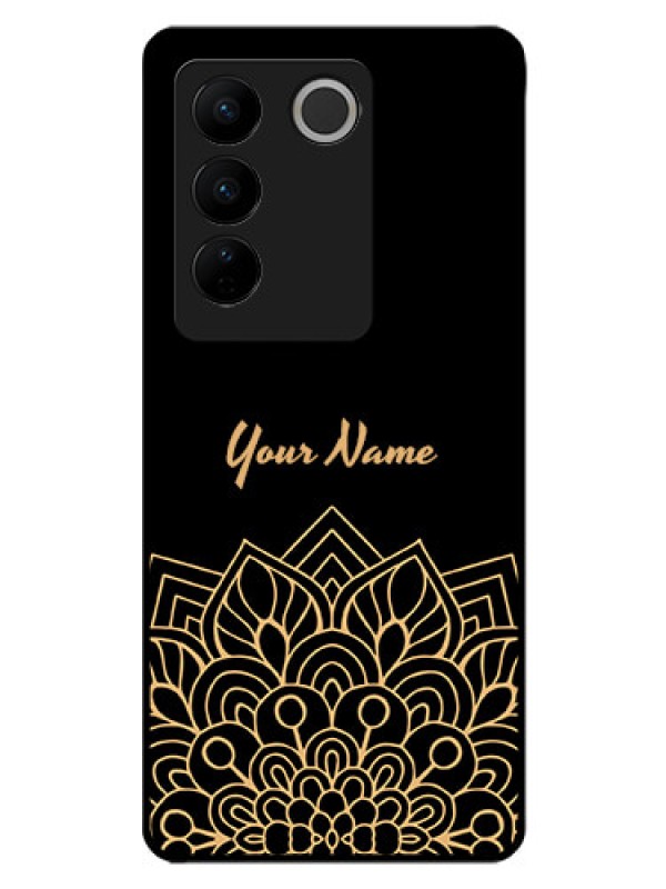 Custom Vivo V27 Pro Custom Glass Phone Case - Golden mandala Design