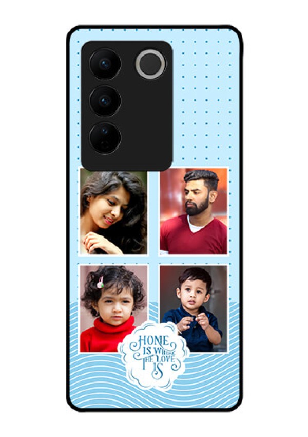 Vivo V27 Pro Custom Glass Phone Case - Cute love quote with 4 pic upload Design