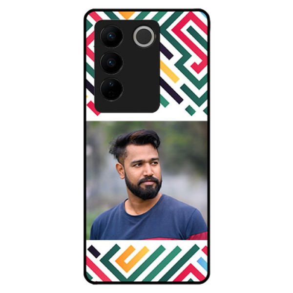 Vivo V27 Pro Personalized Glass Phone Case - Colorful Maze Pattern Design