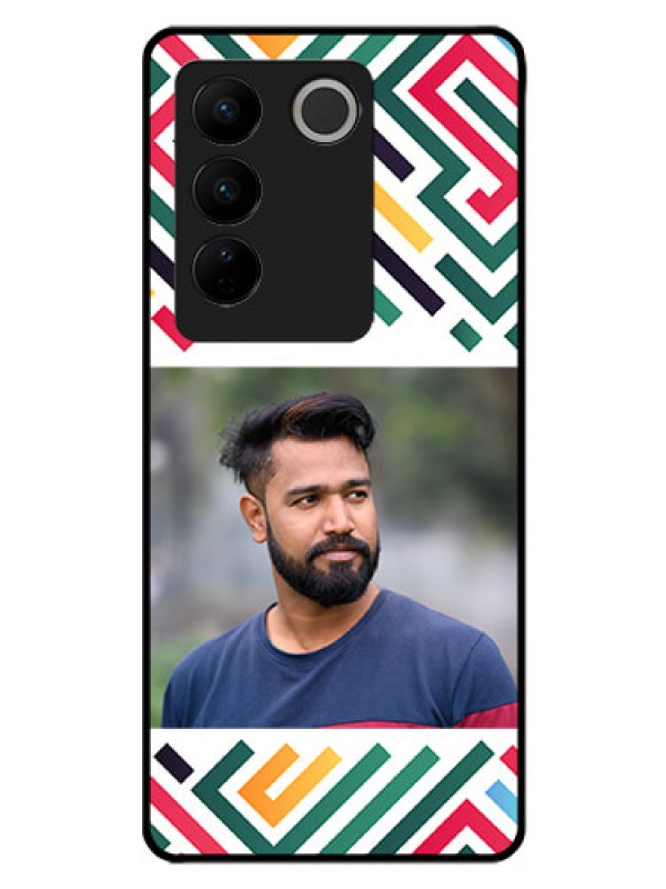 Custom Vivo V27 Pro Personalized Glass Phone Case - Colorful Maze Pattern Design