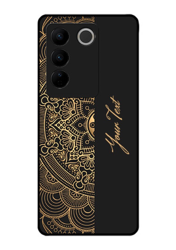 Vivo V27 Pro Photo Printing on Glass Case - Mandala art with custom text Design