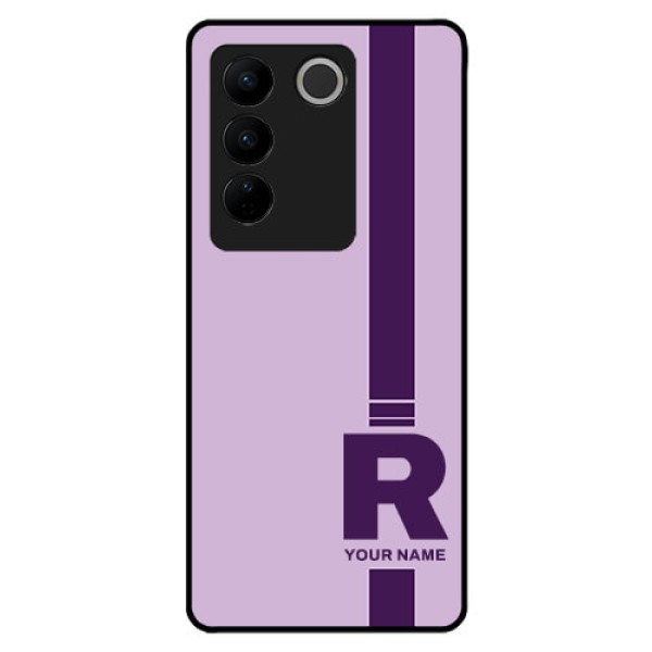 Vivo V27 Pro Photo Printing on Glass Case - Simple dual tone stripe with name Design Vivo V27 Pro Photo Printing on Glass Case - Simple dual tone stripe with name Design