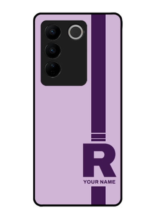 Vivo V27 Pro Photo Printing on Glass Case - Simple dual tone stripe with name Design