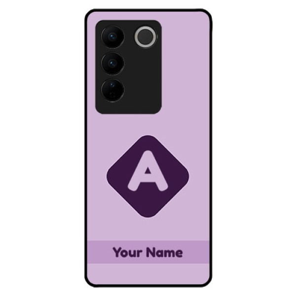 Vivo V27 Pro Custom Glass Mobile Case - Custom Letter in curved badge Design Vivo V27 Pro Custom Glass Mobile Case - Custom Letter in curved badge Design
