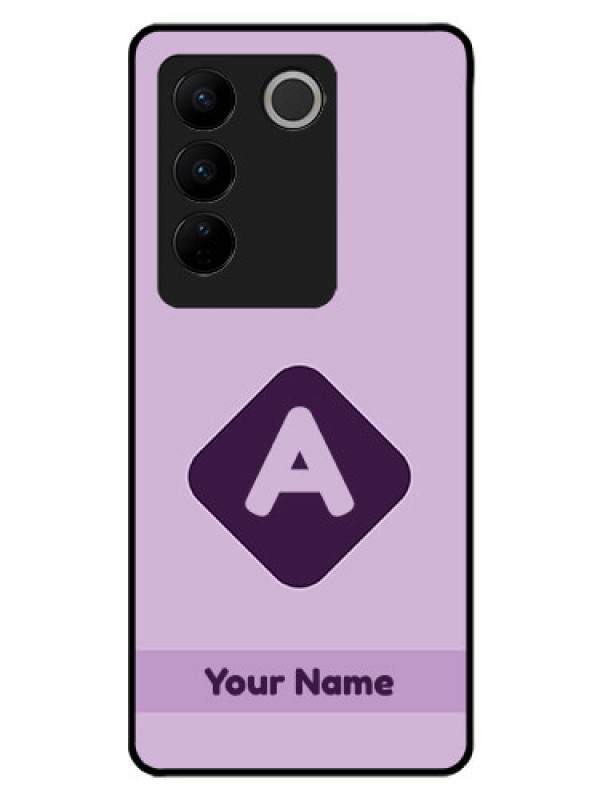 Custom Vivo V27 Pro Custom Glass Mobile Case - Custom Letter in curved badge Design