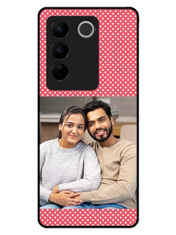 Custom Vivo V27 5G Custom Glass Phone Case - White Dotted Design