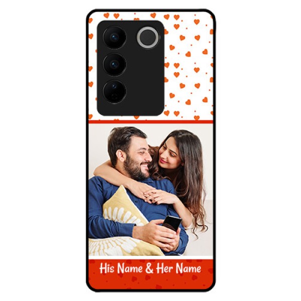 Vivo V27 5G Custom Glass Phone Case - Orange Love Symbol Design