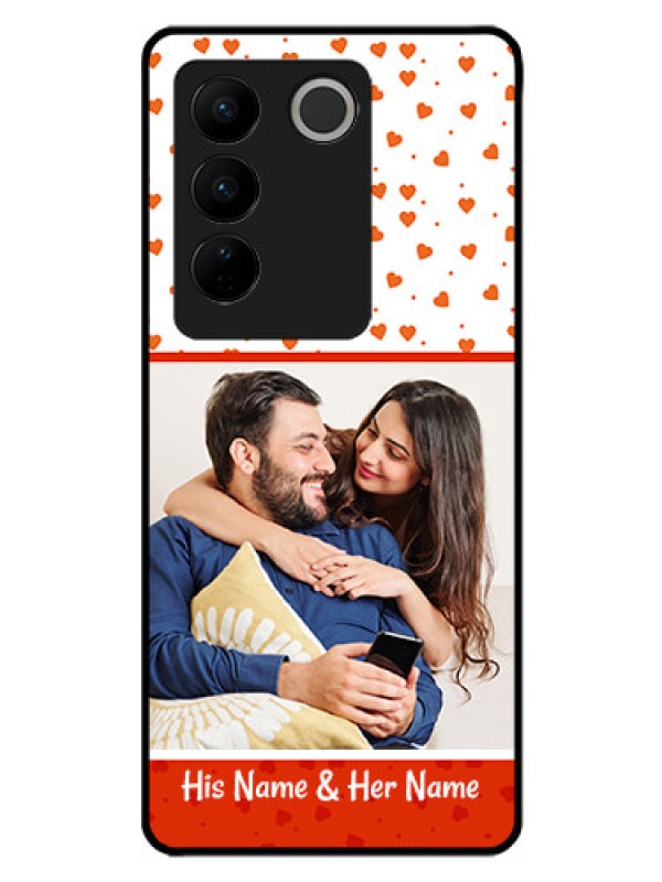 Custom Vivo V27 5G Custom Glass Phone Case - Orange Love Symbol Design