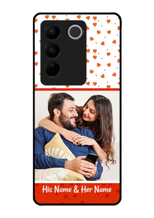 Vivo V27 5G Custom Glass Phone Case - Orange Love Symbol Design