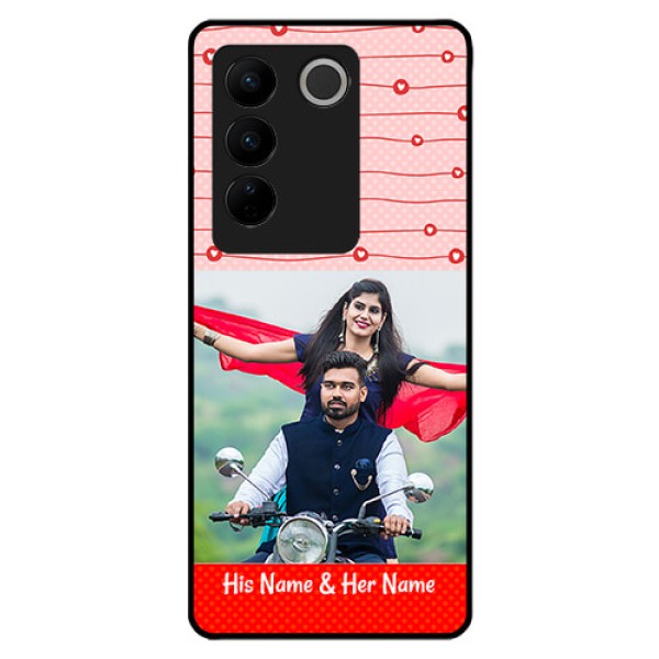 Vivo V27 5G Personalized Glass Phone Case - Red Pattern Case Design
