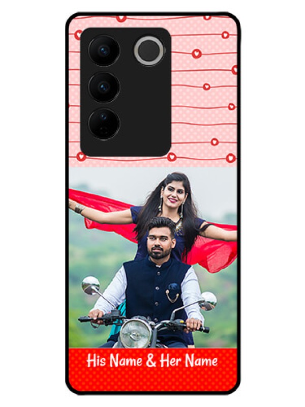 Custom Vivo V27 5G Personalized Glass Phone Case - Red Pattern Case Design