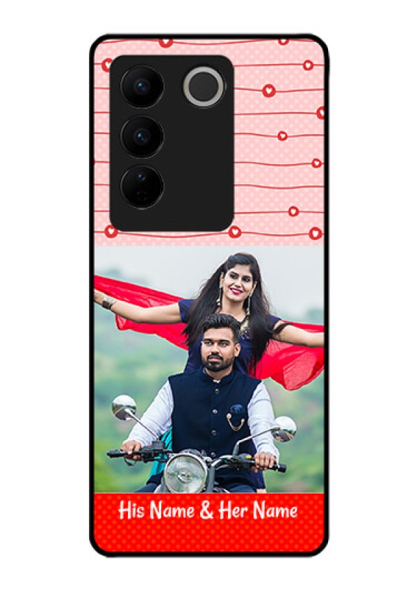 Vivo V27 5G Personalized Glass Phone Case - Red Pattern Case Design