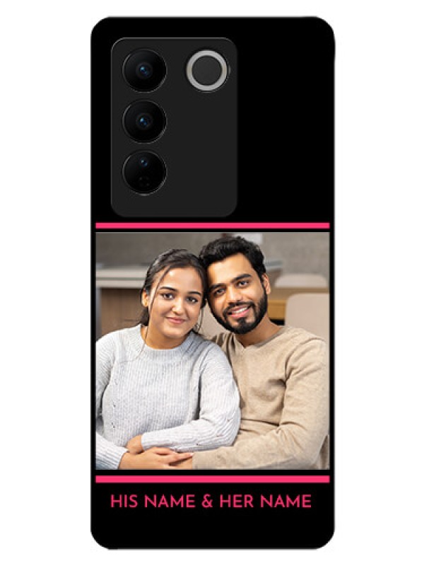 Custom Vivo V27 5G Custom Glass Mobile Case - with Add Text Design