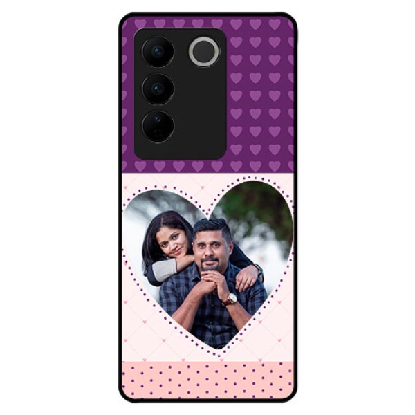 Vivo V27 5G Custom Glass Phone Case - Violet Love Dots Design Vivo V27 5G Custom Glass Phone Case - Violet Love Dots Design