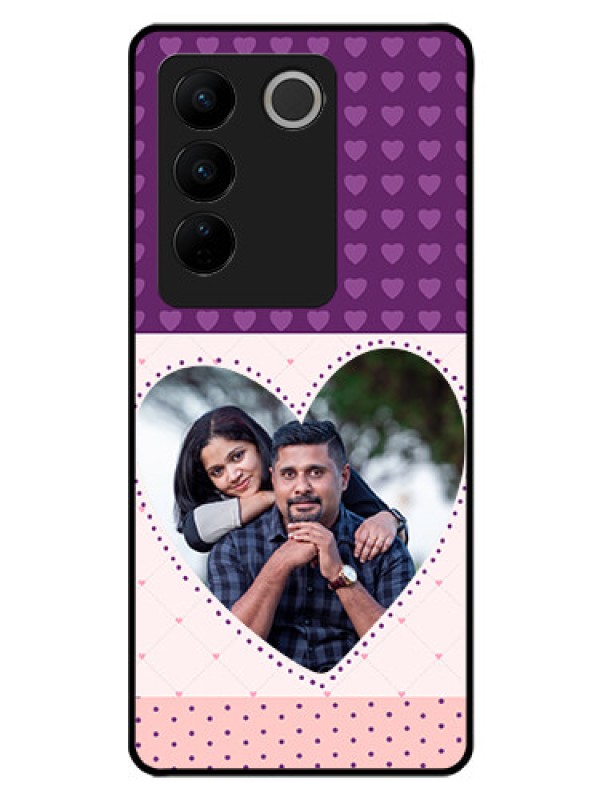 Custom Vivo V27 5G Custom Glass Phone Case - Violet Love Dots Design