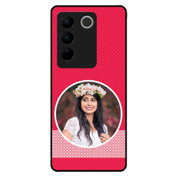 Vivo V27 5G Personalised Glass Phone Case - Pink Pattern Design Vivo V27 5G Personalised Glass Phone Case - Pink Pattern Design