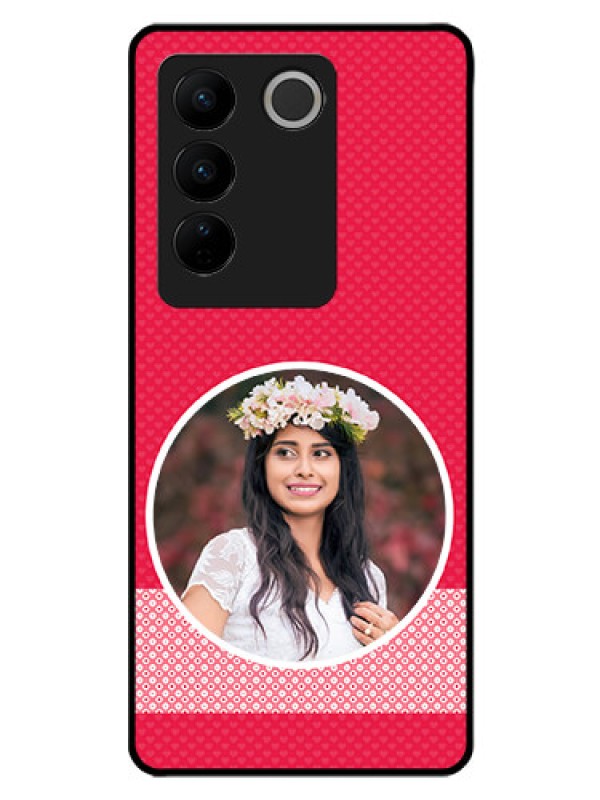 Custom Vivo V27 5G Personalised Glass Phone Case - Pink Pattern Design
